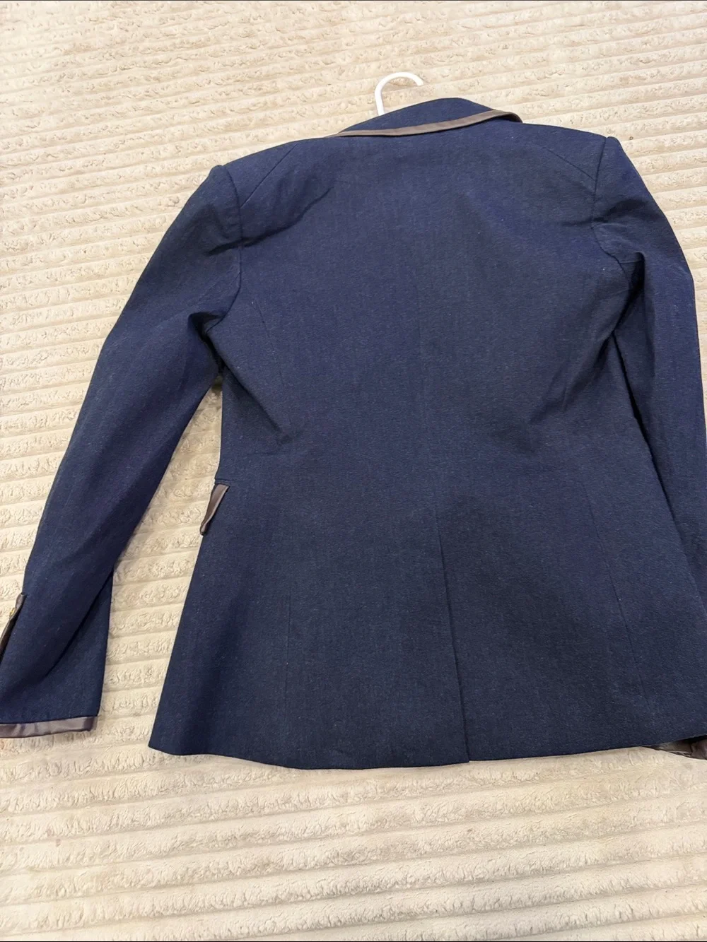 Veronica Beard Navy Blazer with Gold Buttons and Brown Trim - Picture 5 of 5